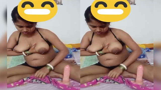 Bengali House Wife Puja Playing Her Milky Boobs and Huge Dildo